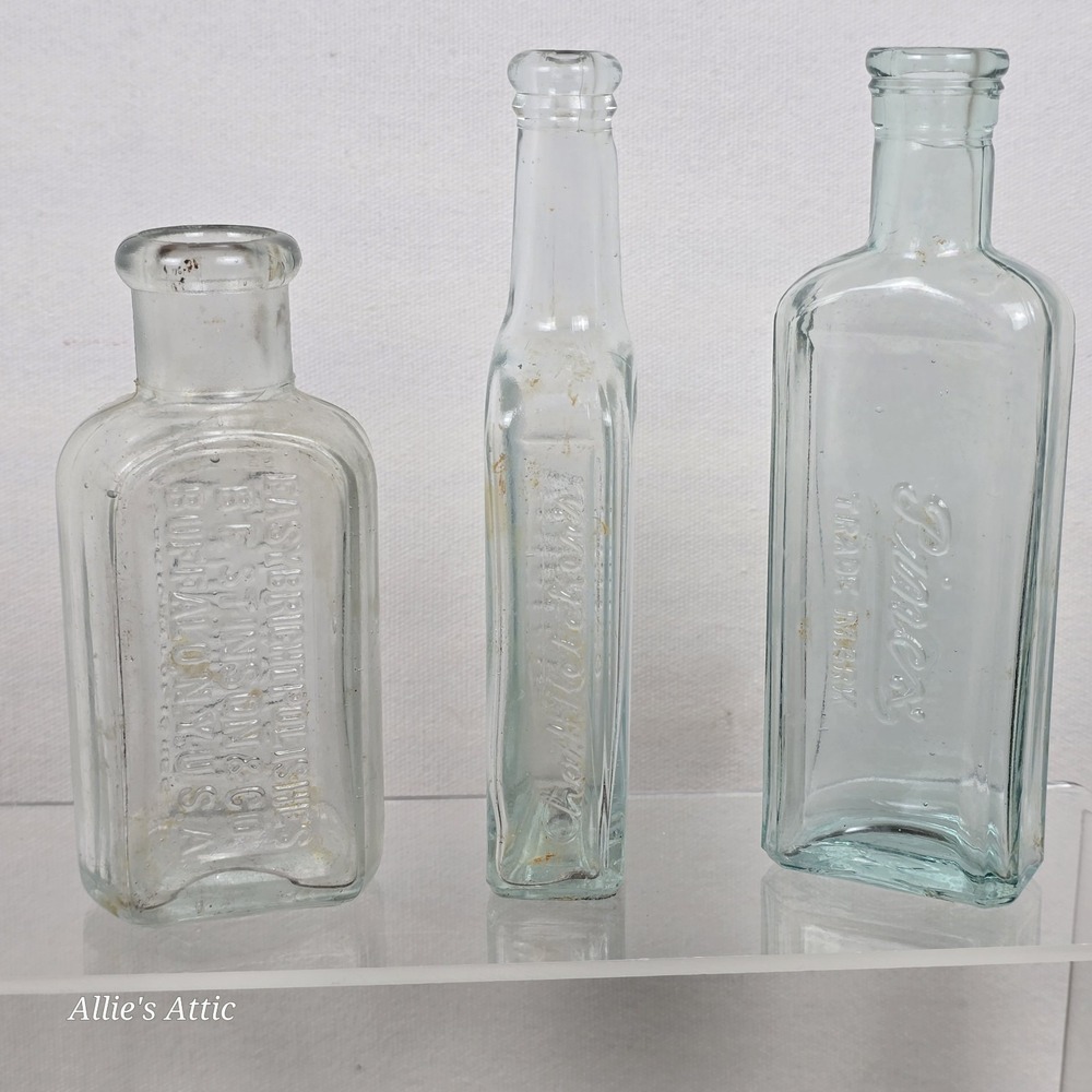 6 Apothecary Jars Bottles Vintage Pharmacy Glass Embossed Listerine Citrate Lot - Picture 10 of 13